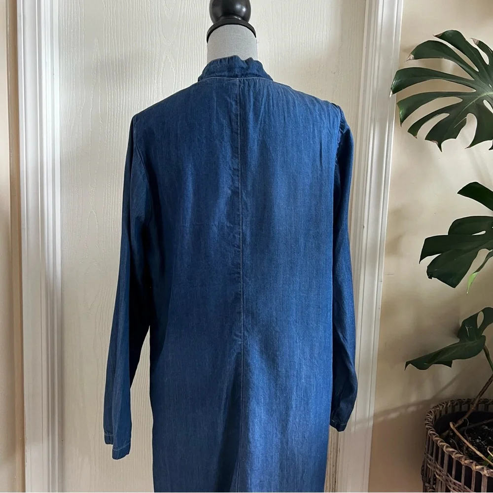 Cynthia Ashby Chambray Denim Asymmetrical Jacket Tunic